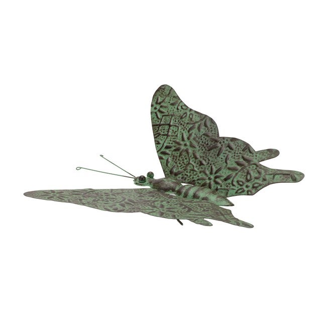 Iron Metal Butterfly Garden Accent 12.5 inchesL, GREEN/BLACK, hi-res image number null