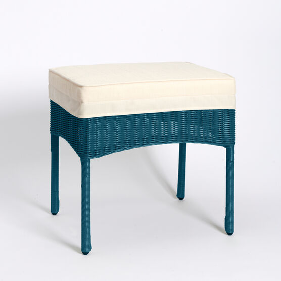 Roma All-Weather Resin Wicker Ottoman, TEAL, hi-res image number null