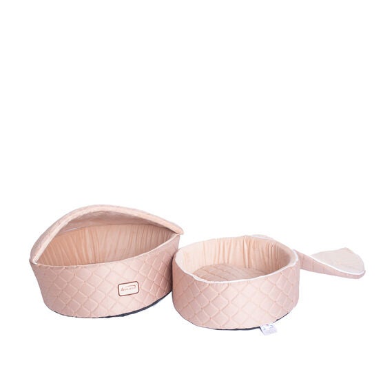 Cuddle Cave Cat Bed With Detachable & Collasible Zipper Top, Medium, Light Apricot, , alternate image number null