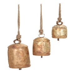 Set Of 3 Gold Metal Rustic Windchime