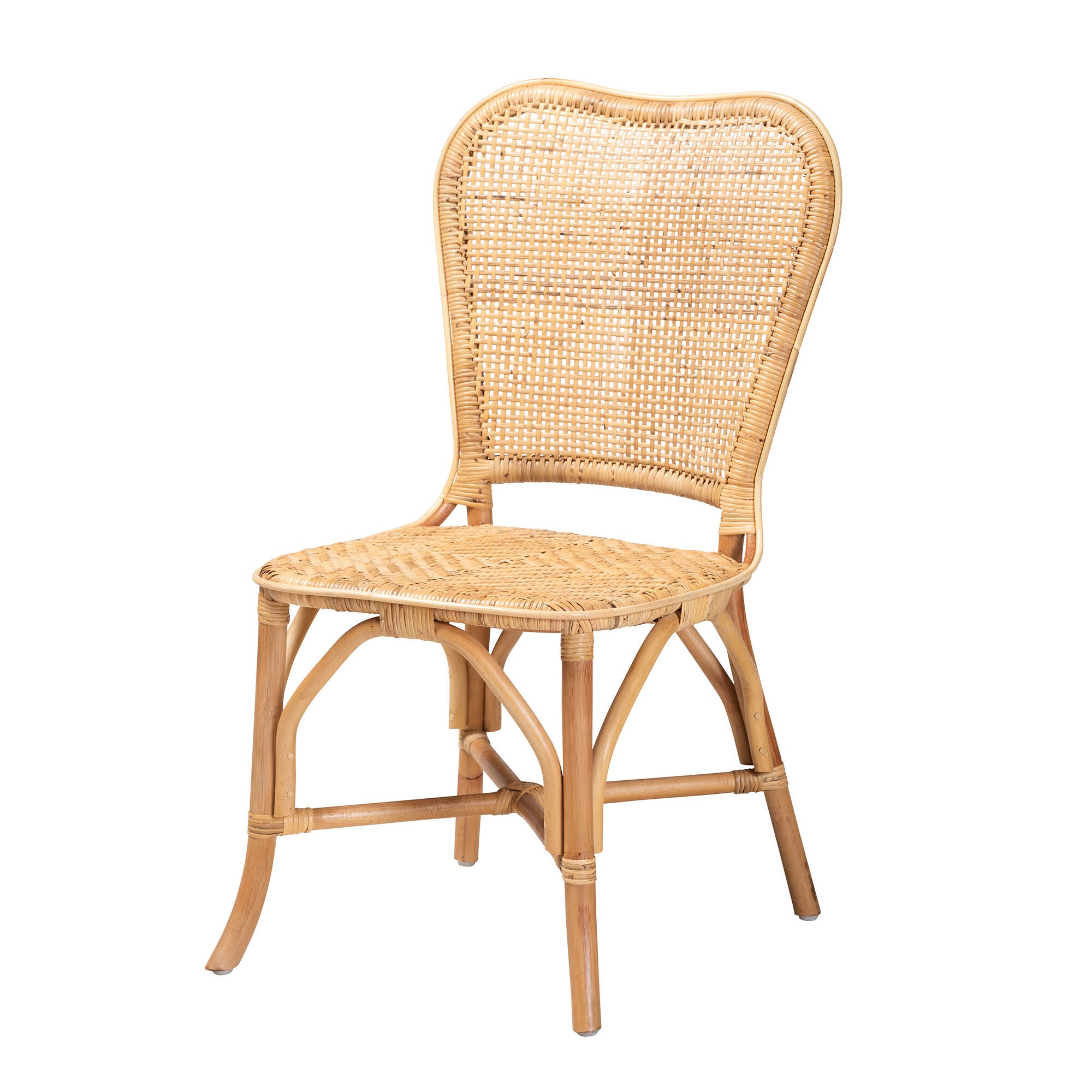Irene Modern Bohemian Natural Rattan Dining Chair, NATURAL BROWN, alternate image number 2