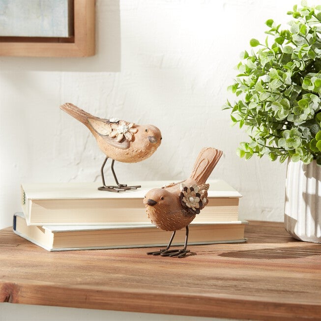 Floral Bird Figurine (Set of 2), BEIGE/BLACK, alternate image number null