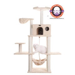 Mult-Level Real Wood Cat Tree Hammock Bed, Climbing Center