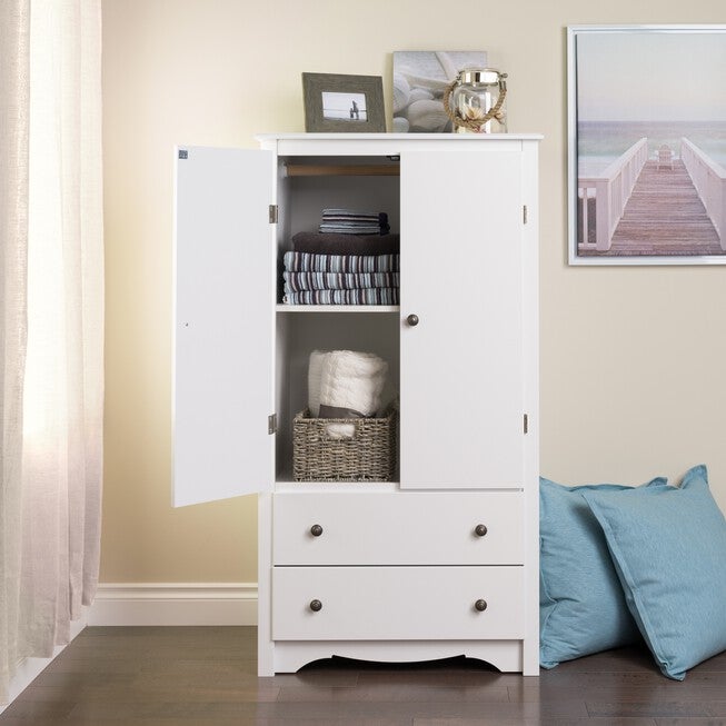 Monterey 2-Door Armoire, White, WHITE, hi-res image number null