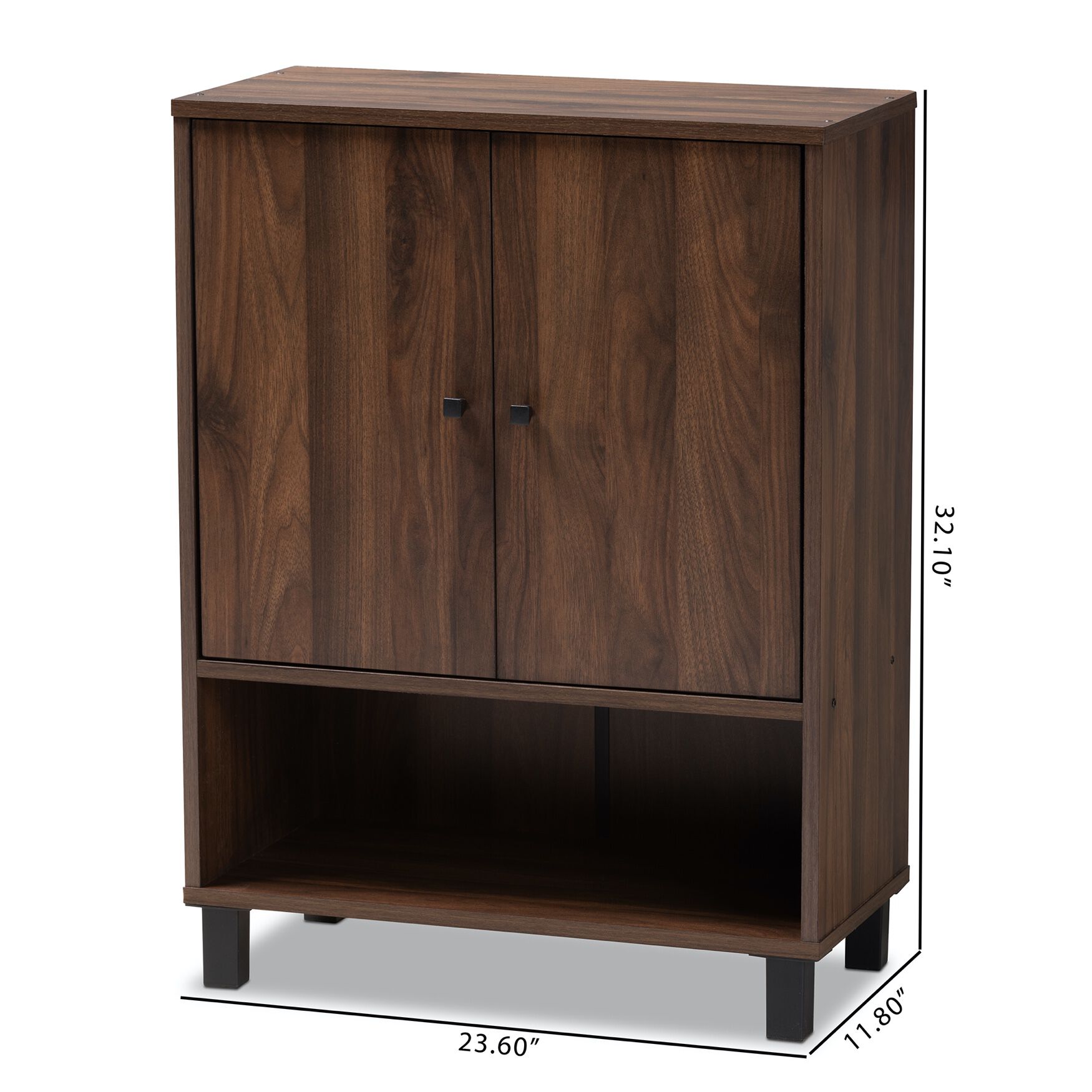 Rossin Modern and Contemporary Walnut Brown Finished 2-Door Wood Entryway Shoe Storage Cabinet, , alternate image number 14