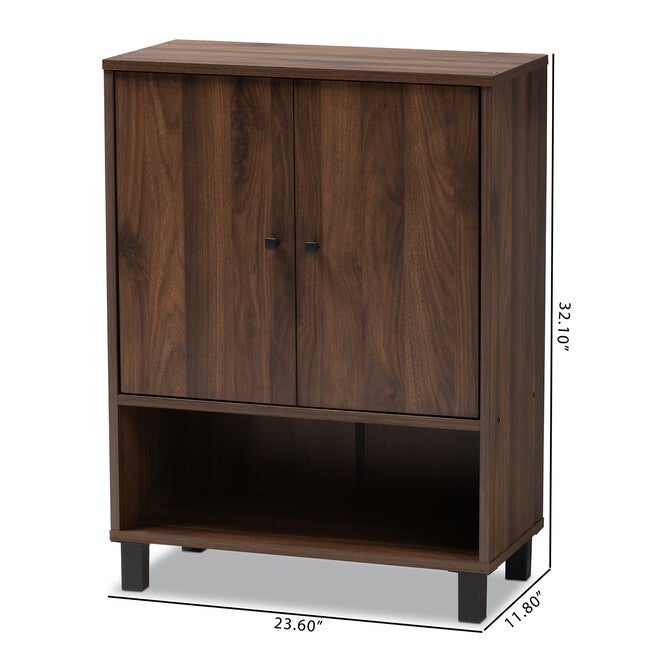 Rossin Modern and Contemporary Walnut Brown Finished 2-Door Wood Entryway Shoe Storage Cabinet, , alternate image number 14