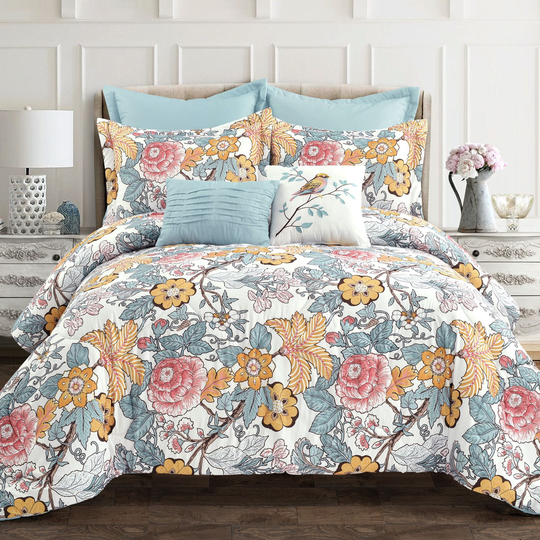 Lush Décor Sydney Comforter Blue/Yellow 7Pc Set, BLUE YELLOW, hi-res image number 0