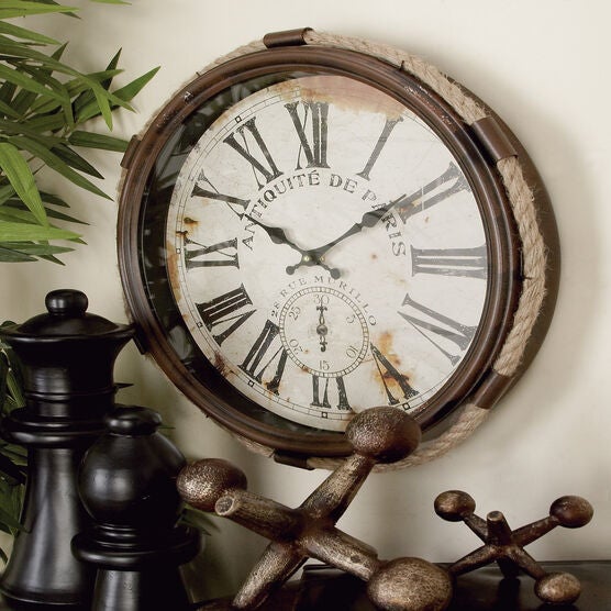 White Coastal Metal Wall Clock, , alternate image number null