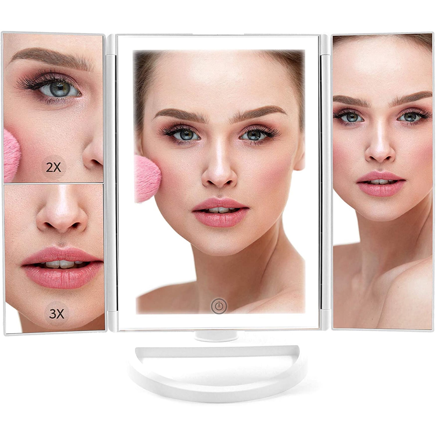 Tri-Fold Makeup Mirror With 3-Color Led Lighting, , alternate image number 3