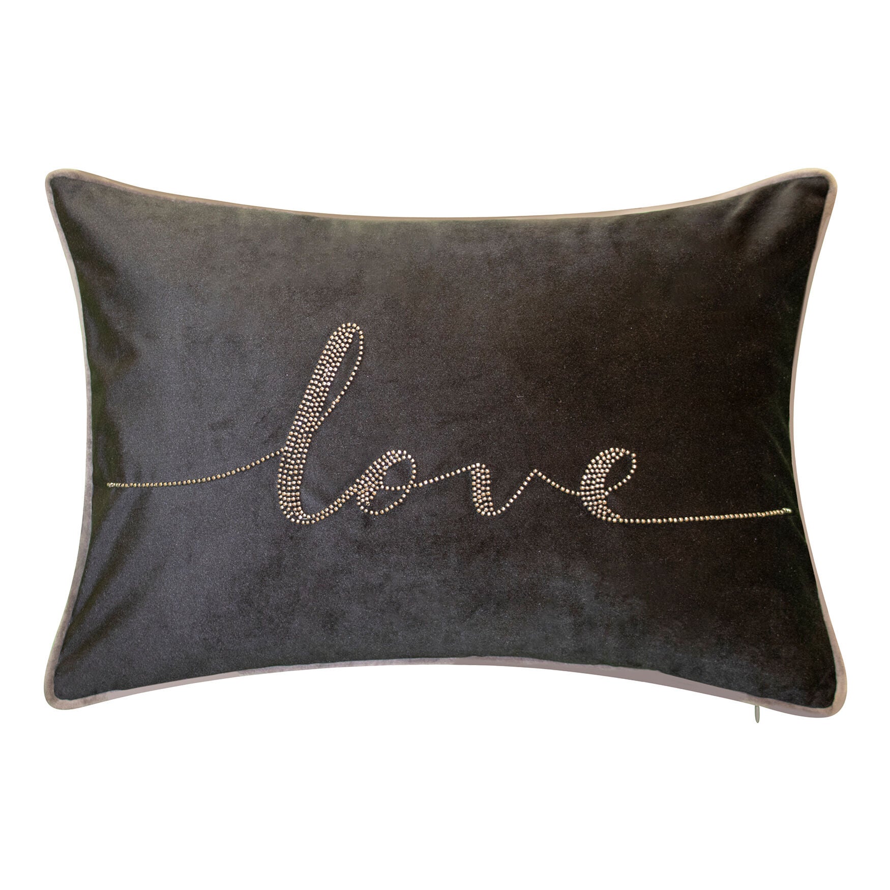 Celebrations Beaded "Love" Lumbar Decorative Pillow, BLACK, hi-res image number 0