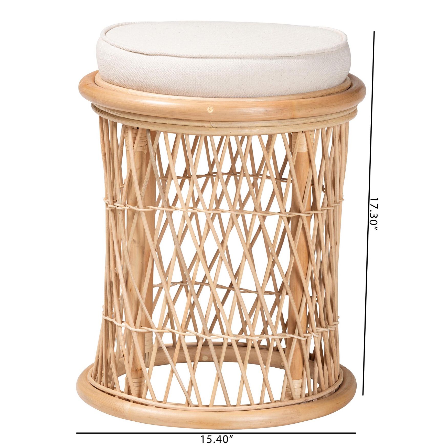 Junius Bohemian Natural Rattan Ottoman Footstool, , alternate image number 5