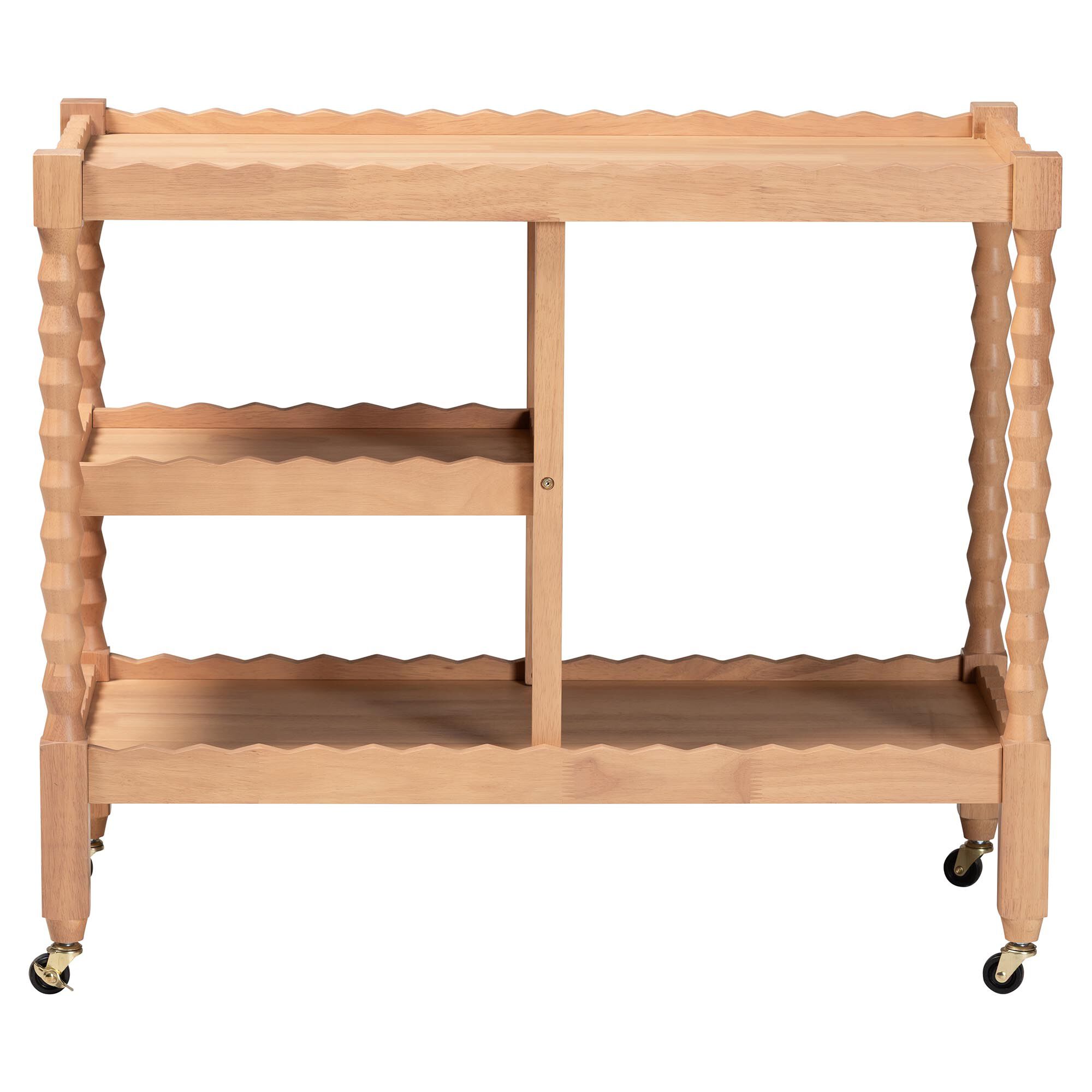 Seamus 3-Tier Beech Brown Book Cart with Bobbin Frame, BROWN, alternate image number 2