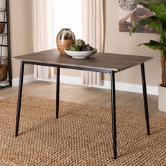 Dalair Industrial Rustic Brown Wood and Metal Dining Table