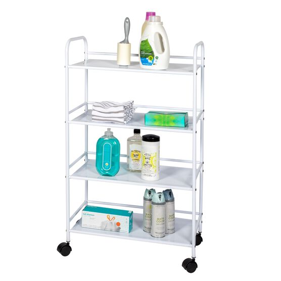 4 Tier Metal Cart With Wheels, White, , alternate image number null