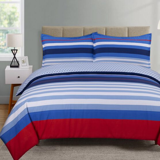 Harbor Stripe Duvet Cover Set, BLUE RED WHITE, hi-res image number null