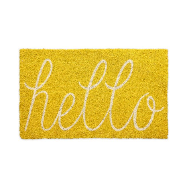 Yellow Hello Doormat, YELLOW, hi-res image number 0