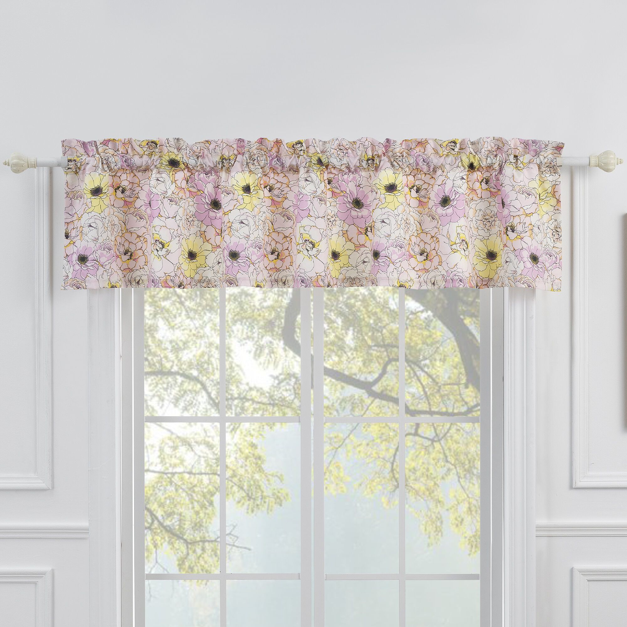 Misty Bloom Window Treatment Valance Curtains, PINK, alternate image number 2