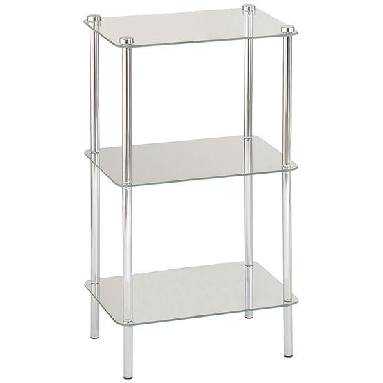 Home Basics 3 Tier Multi Use Rectangle Glass Corner Shelf Clear, , alternate image number null