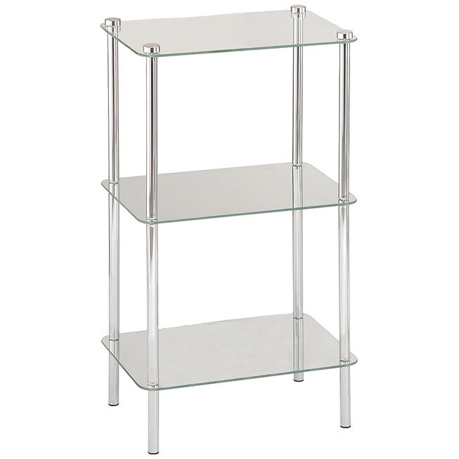 Home Basics 3 Tier Multi Use Rectangle Glass Corner Shelf Clear, , alternate image number 2