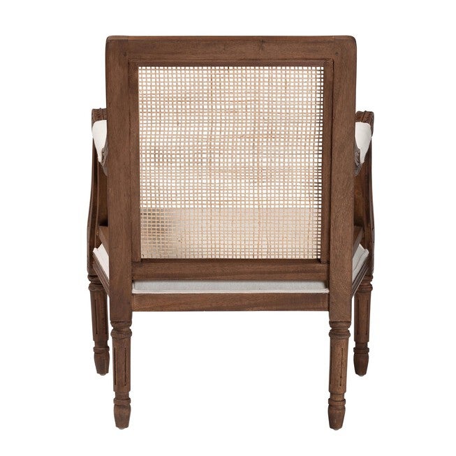 Desmond Traditional French Beige Fabric And Dark Brown Finished Wood Accent Chair, , alternate image number null