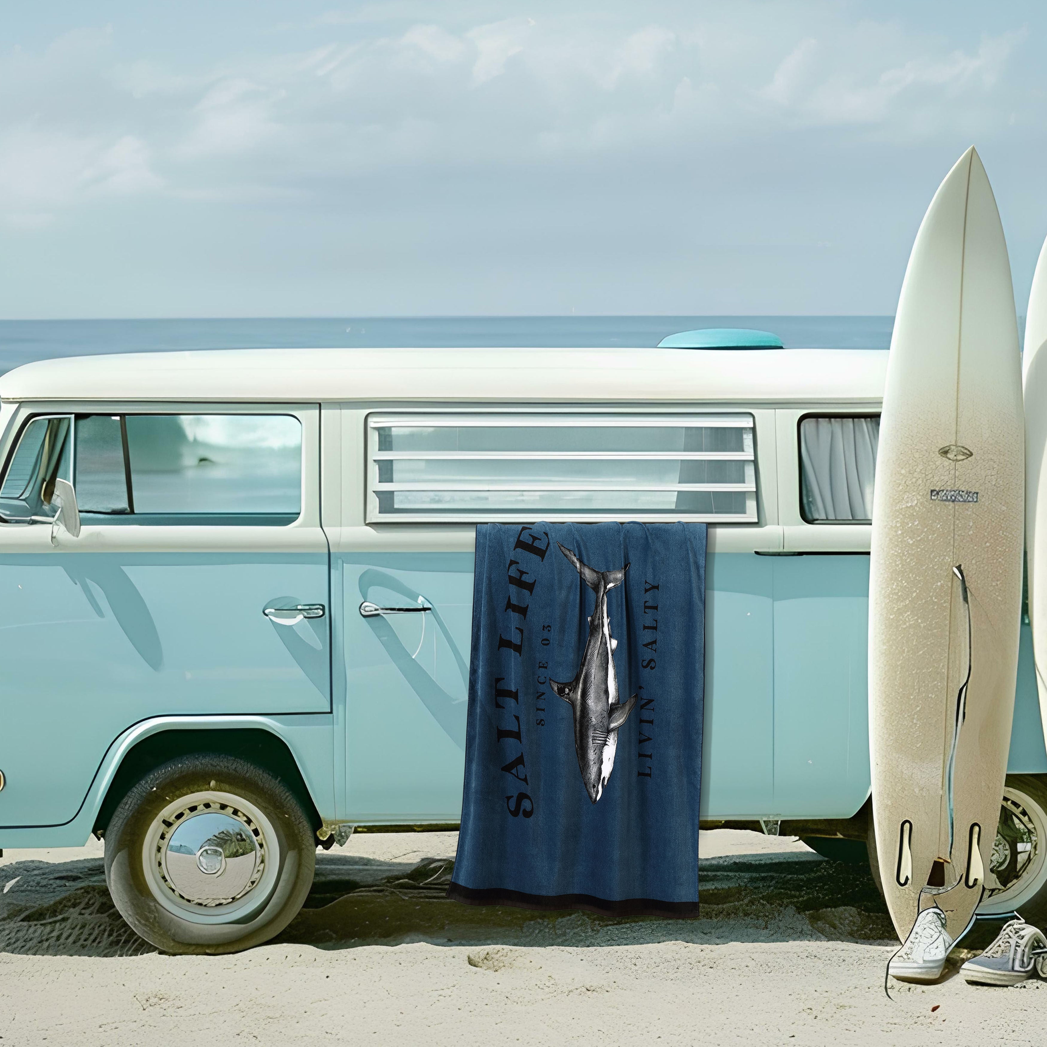 Jaws Of Steel Beach Towel, BLUE, hi-res image number 0