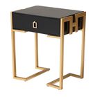 Luna Contemporary Glam And Luxe Black Finished Wood And Gold Metal End Table, BLACK GOLD, hi-res image number null