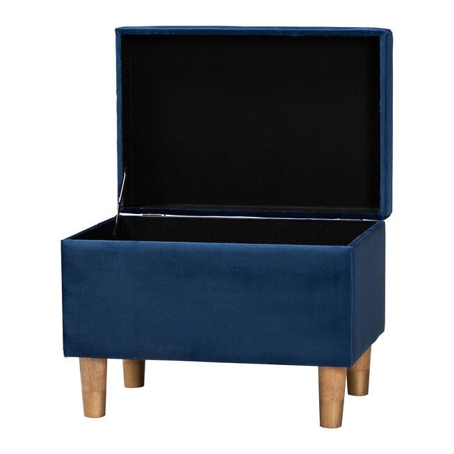 Baxton Studio Elias Modern Navy Blue Velvet Fabric Storage Ottoman, NAVY BLUE, alternate image number 2