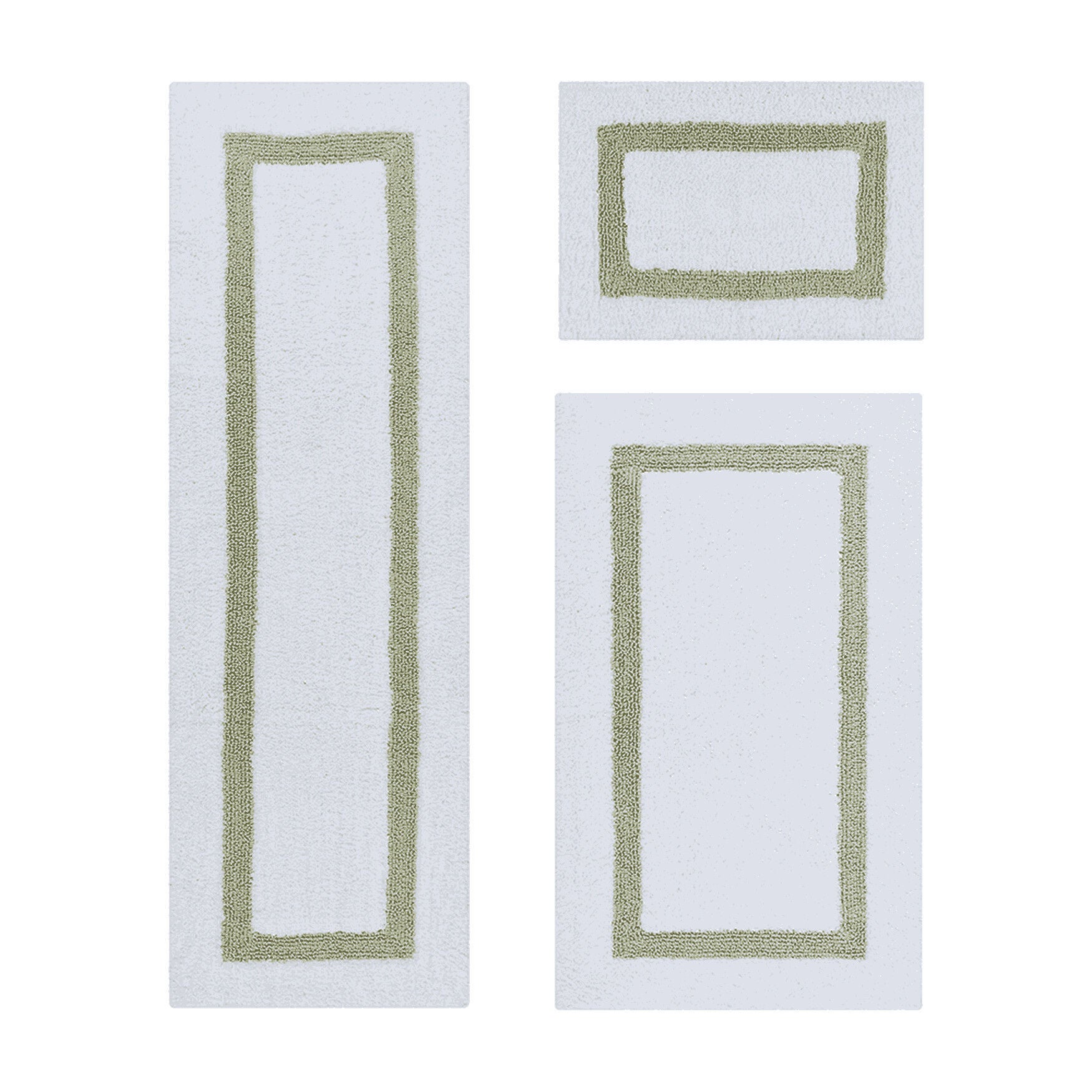 Hotel Collection 100% Cotton 3 Piece (17 inches X 24 inches | 24 inches X 40 inches | 20 inches X 60 inches) Bath Rug Set, WHITE SAGE, hi-res image number 0