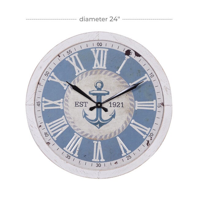 White Coastal Wood Wall Clock, , alternate image number 7
