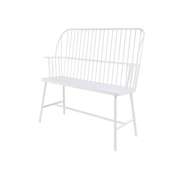 White Metal Farmhouse Bench, , alternate image number null