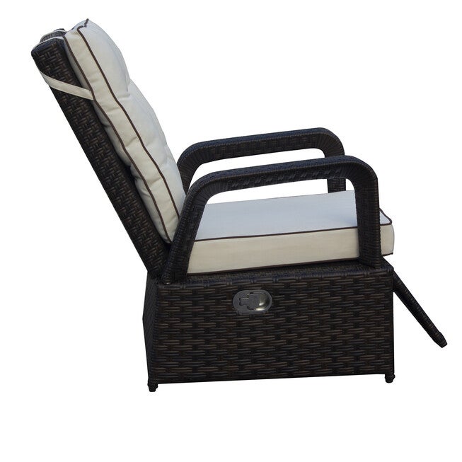 Brusell Outdoor Wicker Recliner Patio Chair With Cushions Patio Chair, , alternate image number 6