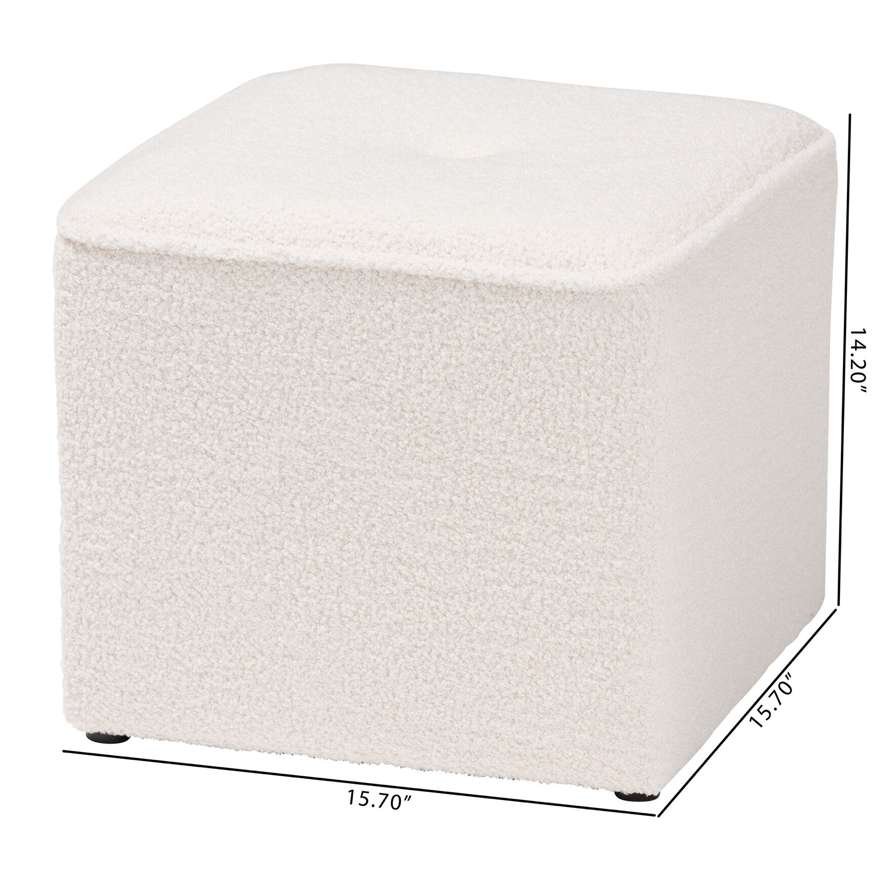 Isaiah Modern And Contemporary Ivory Boucle Upholstered Ottoman, , alternate image number 6