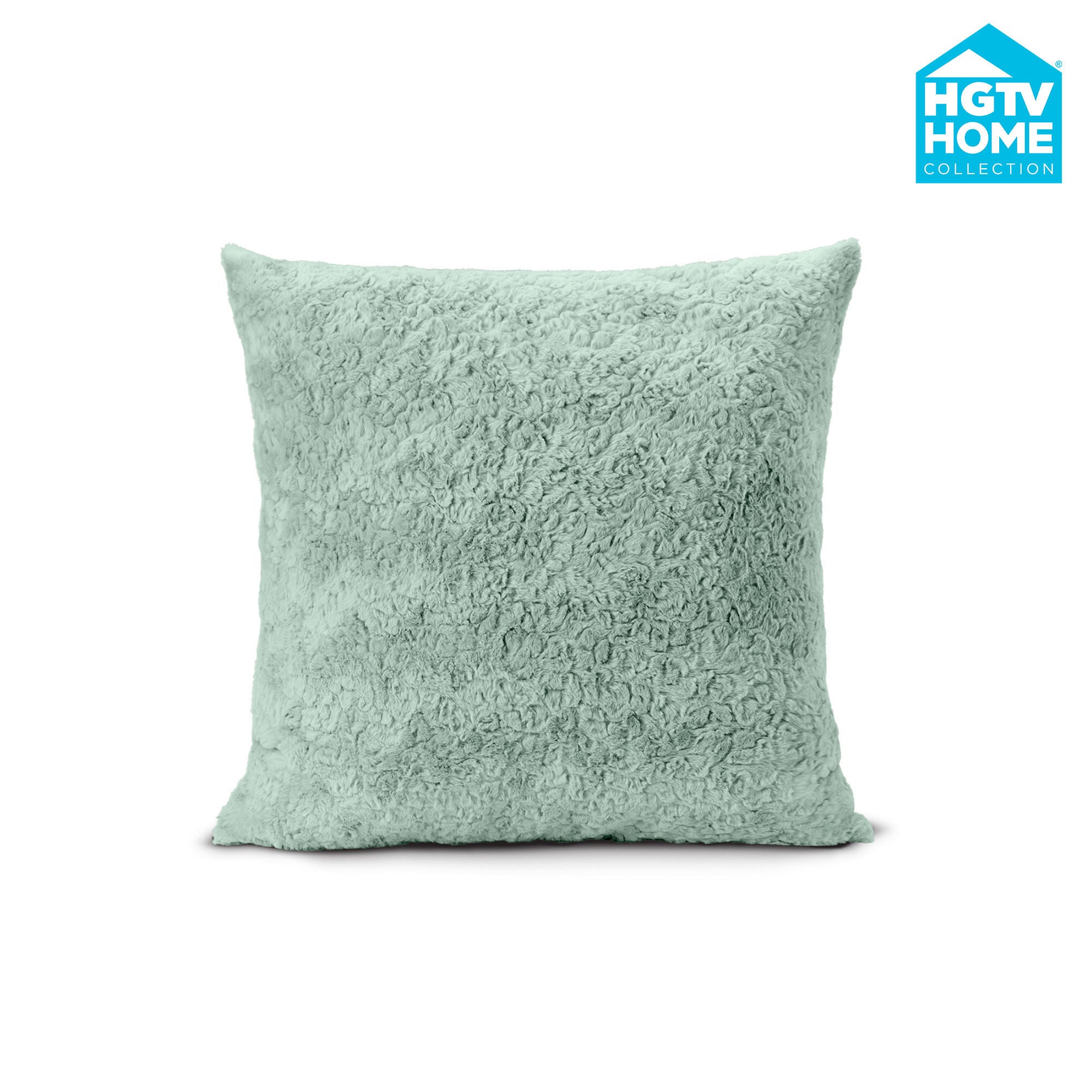 HGTV Curlicue Faux Fur Pillow Quietude 22 x 22 inches, HGTV, hi-res image number 0