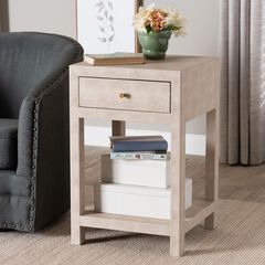 Dansby Modern Beige Faux Shagreen 1-Drawer End Table