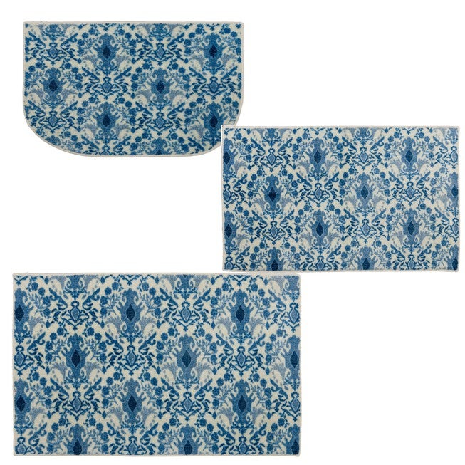 Damask Tile Navy Kitchen Rug, , alternate image number 6