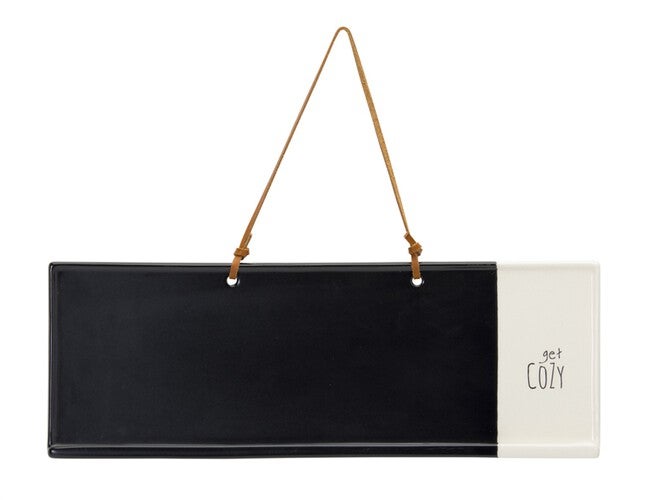 Get Cozy Memo/Chalkboard (Set of 4) 14.25 inches x 5 inchesH Stoneware, BLACK/BEIGE, alternate image number 1