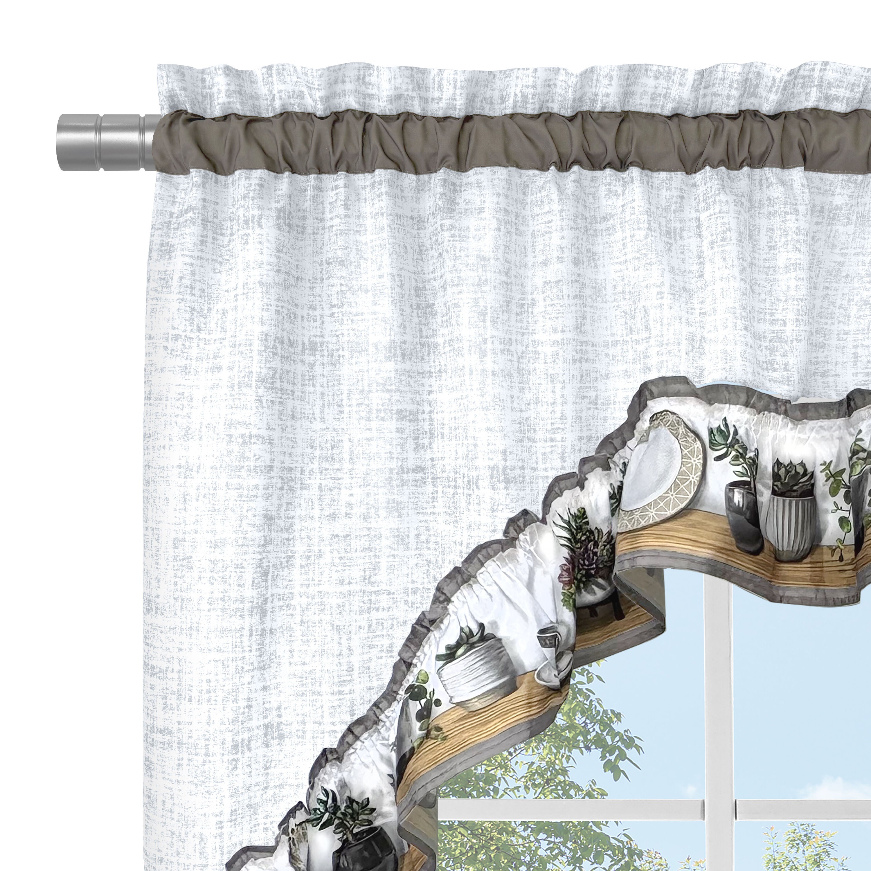 Jade Printed Tier and Swag Window Curtain Set, MULTI, alternate image number 2