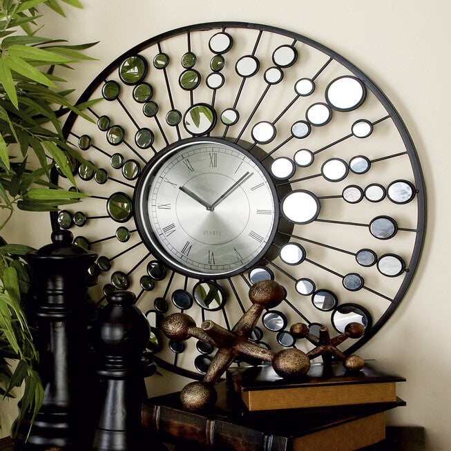 Black Glam Metal Wall Clock, , alternate image number null