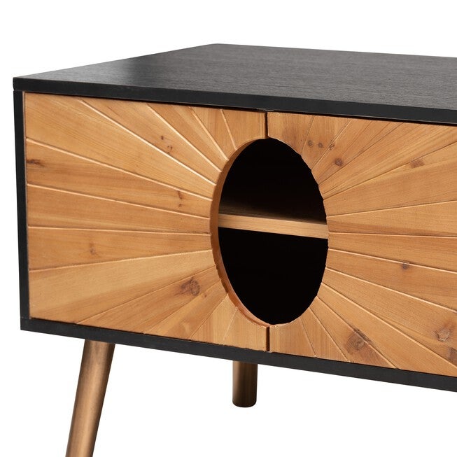 Chester Modern And Contemporary Two-Tone Dark And Natural Brown Finished Wood Tv Stand, , alternate image number null