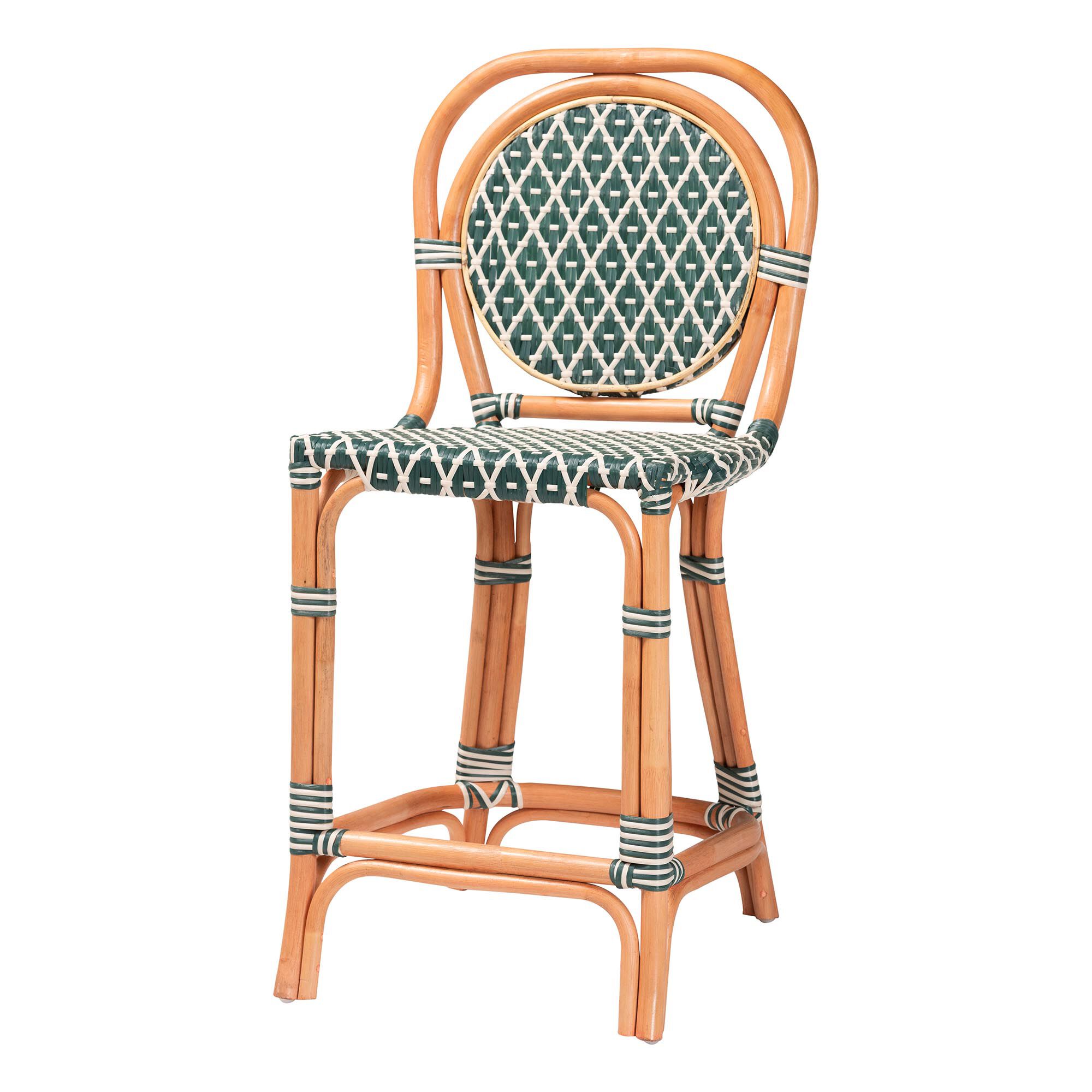 Mattie Rattan Bistro Counter Stool, Green, GREEN, alternate image number 1