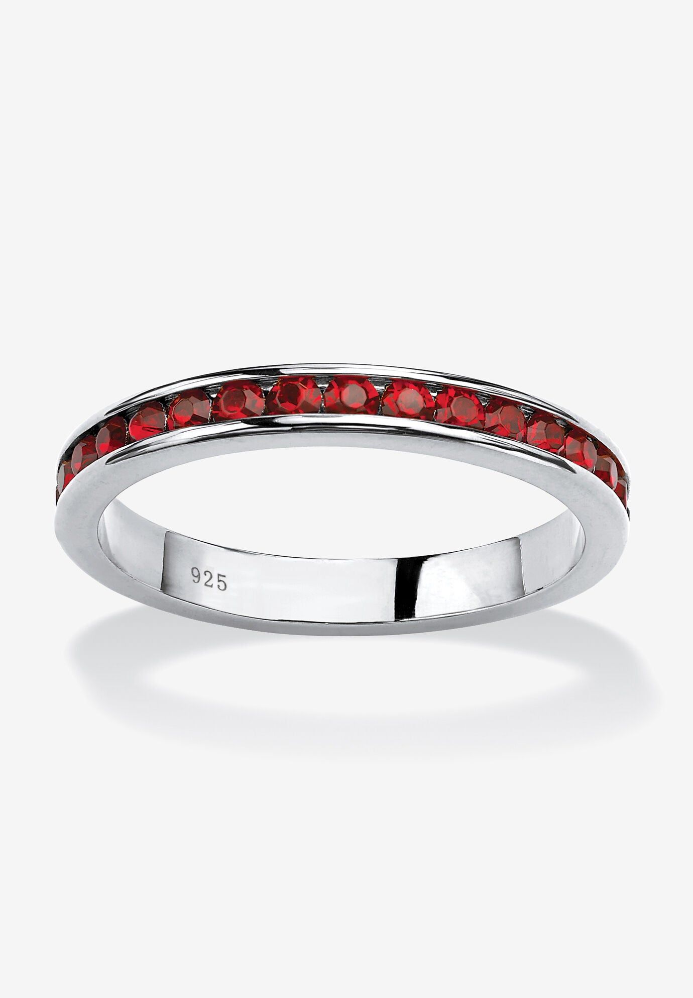 Sterling Silver Simulated Birthstone Stackable Eternity Ring, JULY, hi-res image number 0