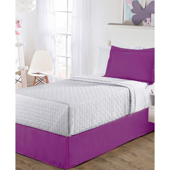 Luxury Hotel Classic Tailored 14 inches Drop Purple Bed Skirt, PURPLE, hi-res image number null