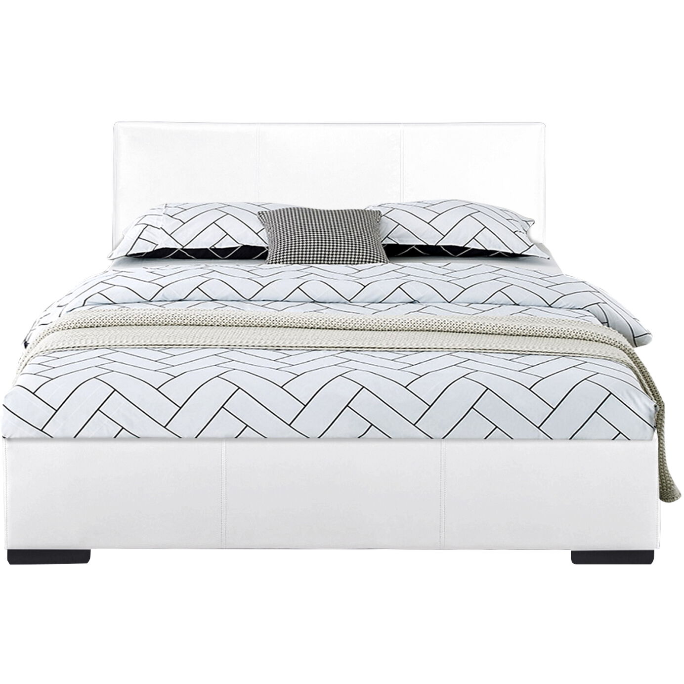Abbey Platform Bed, Beige, Queen, WHITE, hi-res image number 0
