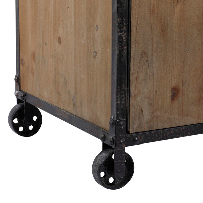 Industrial Rectangular Brown Wood and Metal Multi-Tiered Clothing Rack, 72 inchesH x 44 inchesL x 17 inchesW, , alternate image number null