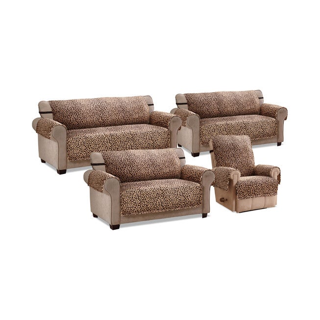 Leopard Plush Recliner Furniture Cover, , alternate image number null