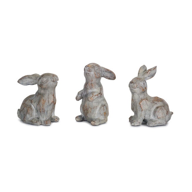 Washed Stone Garden Rabbit Figurine (Set Of 6), BROWN, hi-res image number null