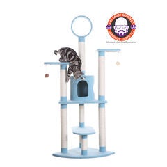 Classic 65" Real Wood Five Levels Cat Tree With Perch, Condo, Hanging Tunnel