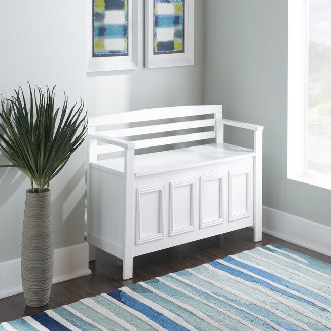 Laredo Storage Bench, WHITE, hi-res image number 0