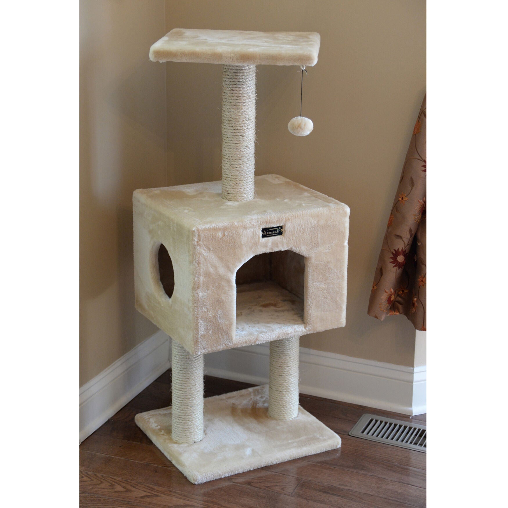 Real Wood 42 inches Cat Tree With Condo And Scratch Post, , alternate image number 2