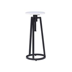 Aurora White Marble Black Adj Drink Tbl Accent Tables (Including End Tables)